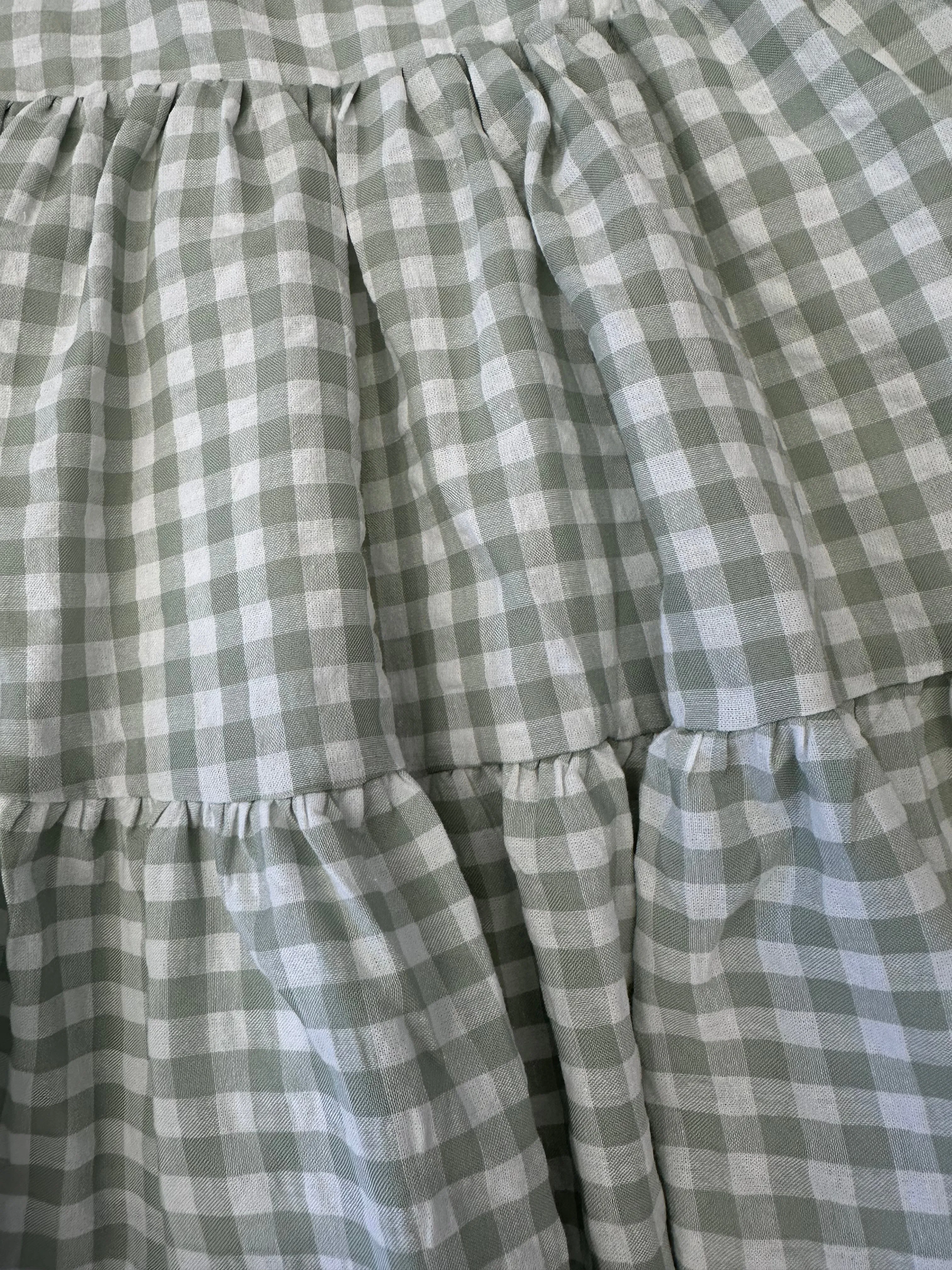 Lulu Bebe Mollie Moss Green Gingham Dress