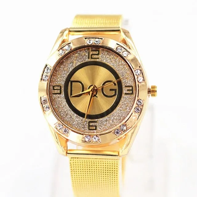 Luxury Gold Wristwatch Quartz Watch For Women Party Jewelry