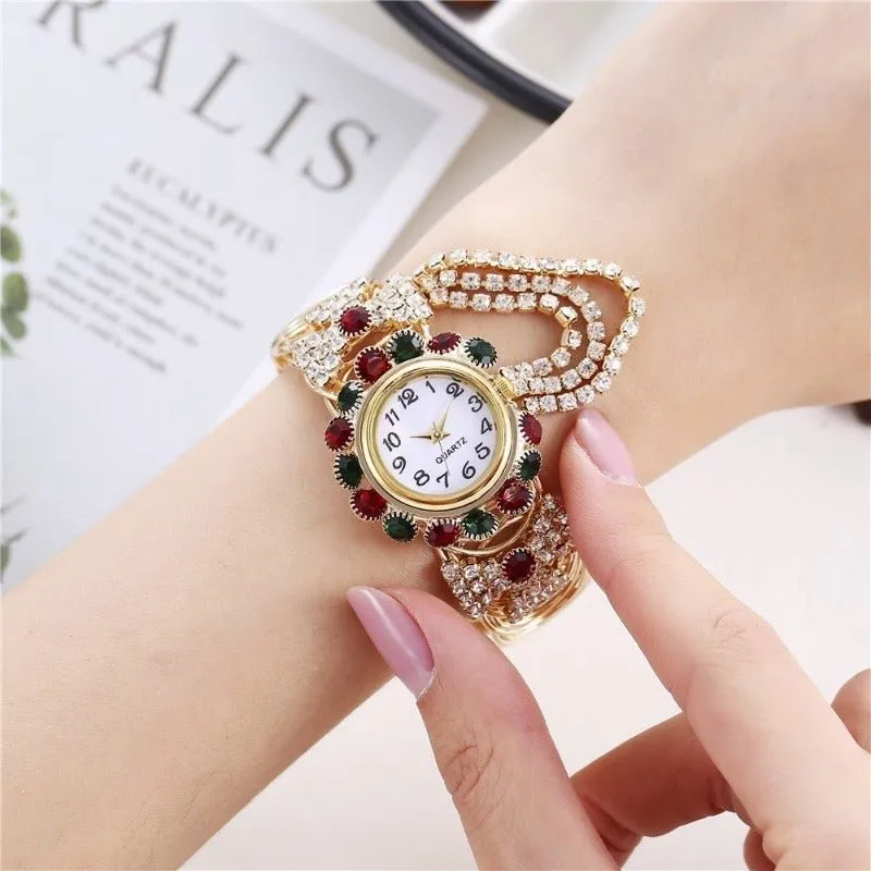 Luxury Sapphire Wristwatch Bracelet Watch Women Wedding Jewelry