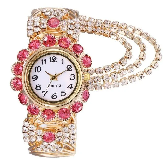 Luxury Sapphire Wristwatch Bracelet Watch Women Wedding Jewelry