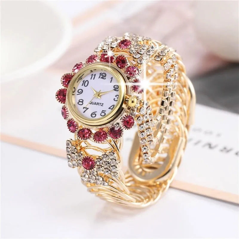 Luxury Sapphire Wristwatch Bracelet Watch Women Wedding Jewelry