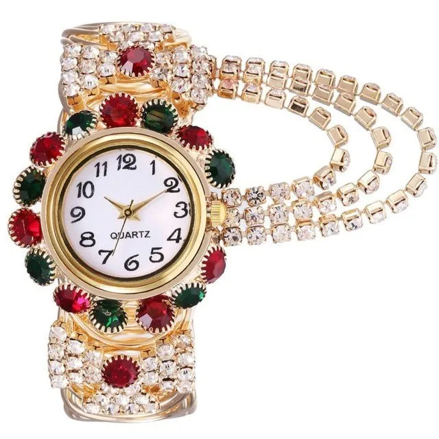 Luxury Sapphire Wristwatch Bracelet Watch Women Wedding Jewelry