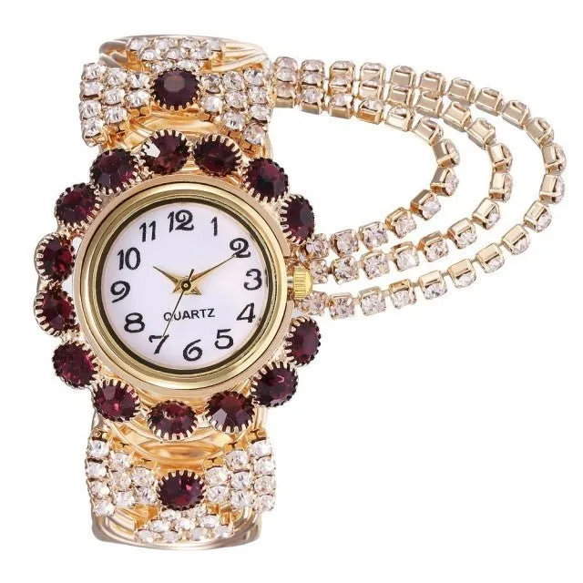 Luxury Sapphire Wristwatch Bracelet Watch Women Wedding Jewelry