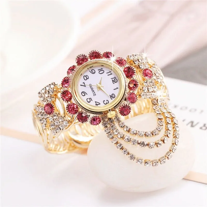 Luxury Sapphire Wristwatch Bracelet Watch Women Wedding Jewelry