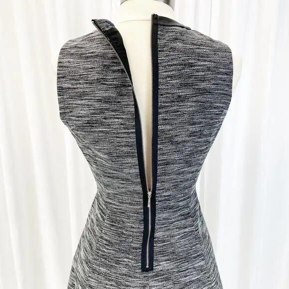 Madewell Womens 10 Anywhere Dress Mini Skater Black White Tweed Faux Leather