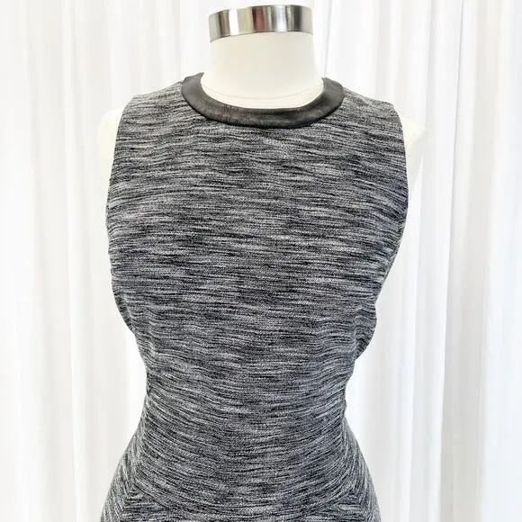 Madewell Womens 10 Anywhere Dress Mini Skater Black White Tweed Faux Leather