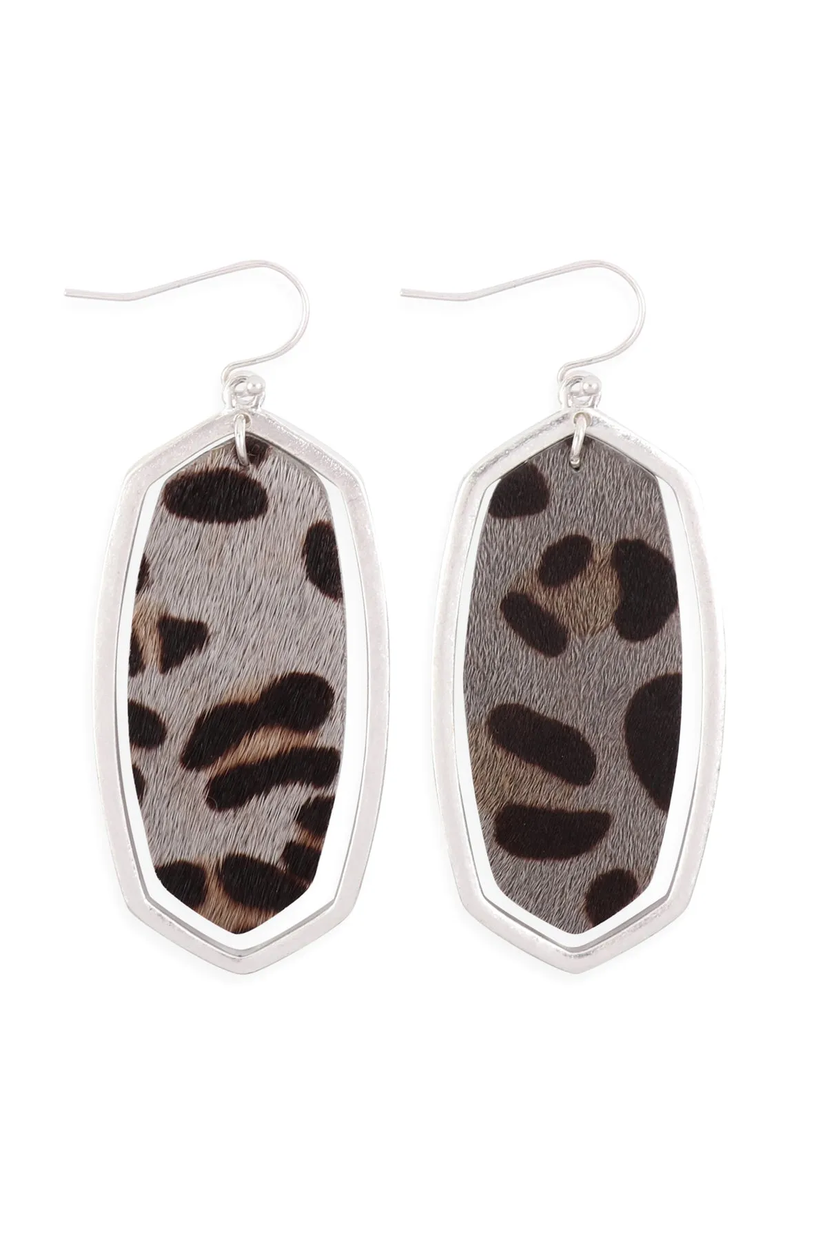 ME4725 - LEOPARD OVAL CAST GENUINE LEATHER EARRINGS