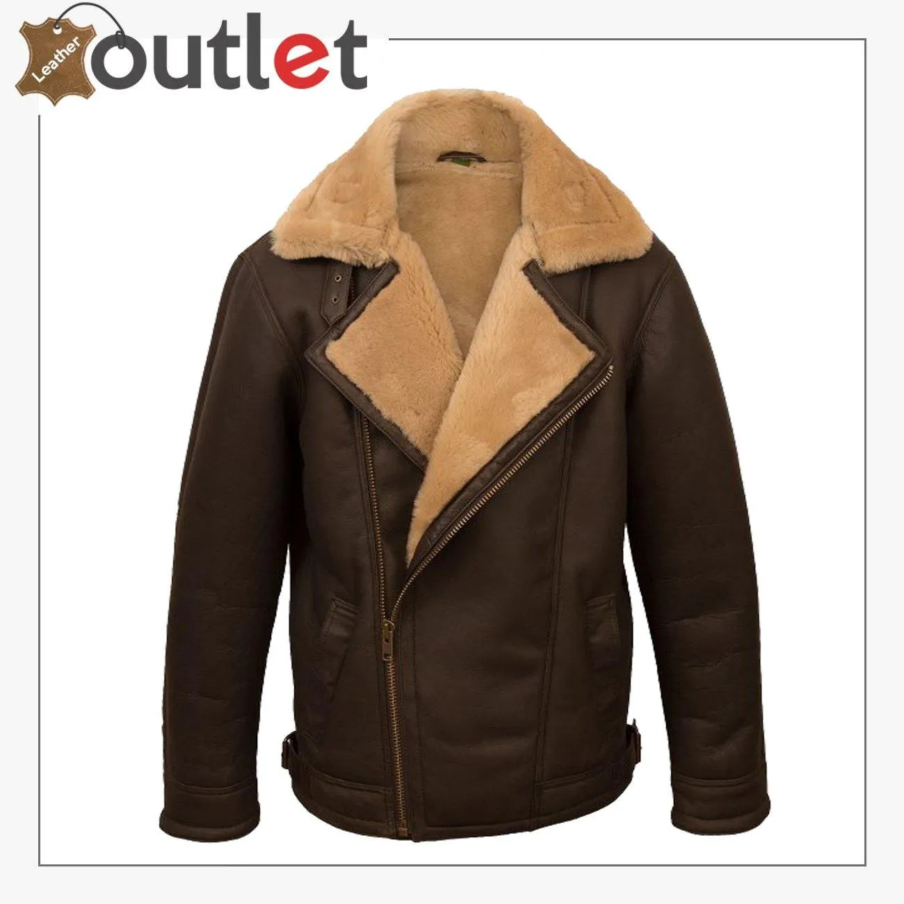 Men Brown Pilot Shearling Jacket