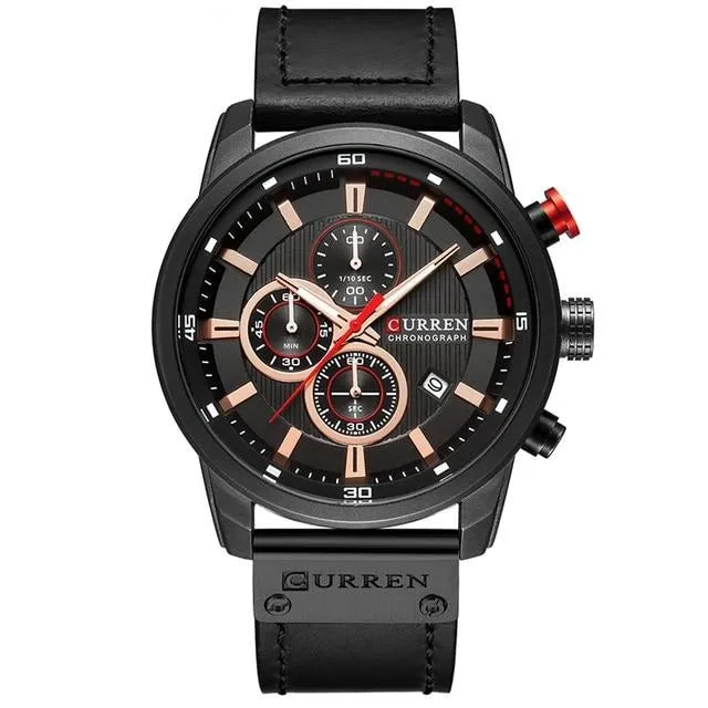 Men  Chronograph  Leather Strap Quartz Wristwatch