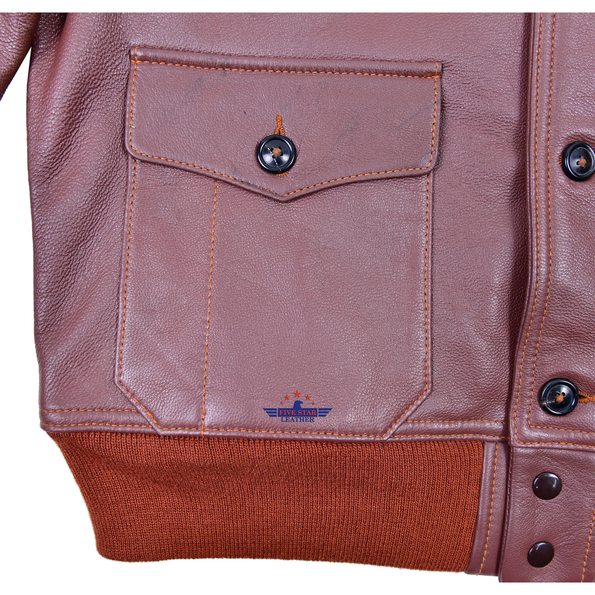 Men Real Goatskin Russet Brown Leather Air Force A-1 Jacket Pilot Flying Aviator