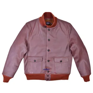 Men Real Goatskin Russet Brown Leather Air Force A-1 Jacket Pilot Flying Aviator