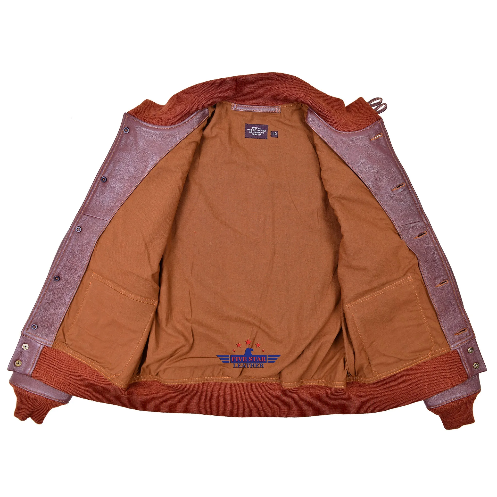 Men Real Goatskin Russet Brown Leather Air Force A-1 Jacket Pilot Flying Aviator