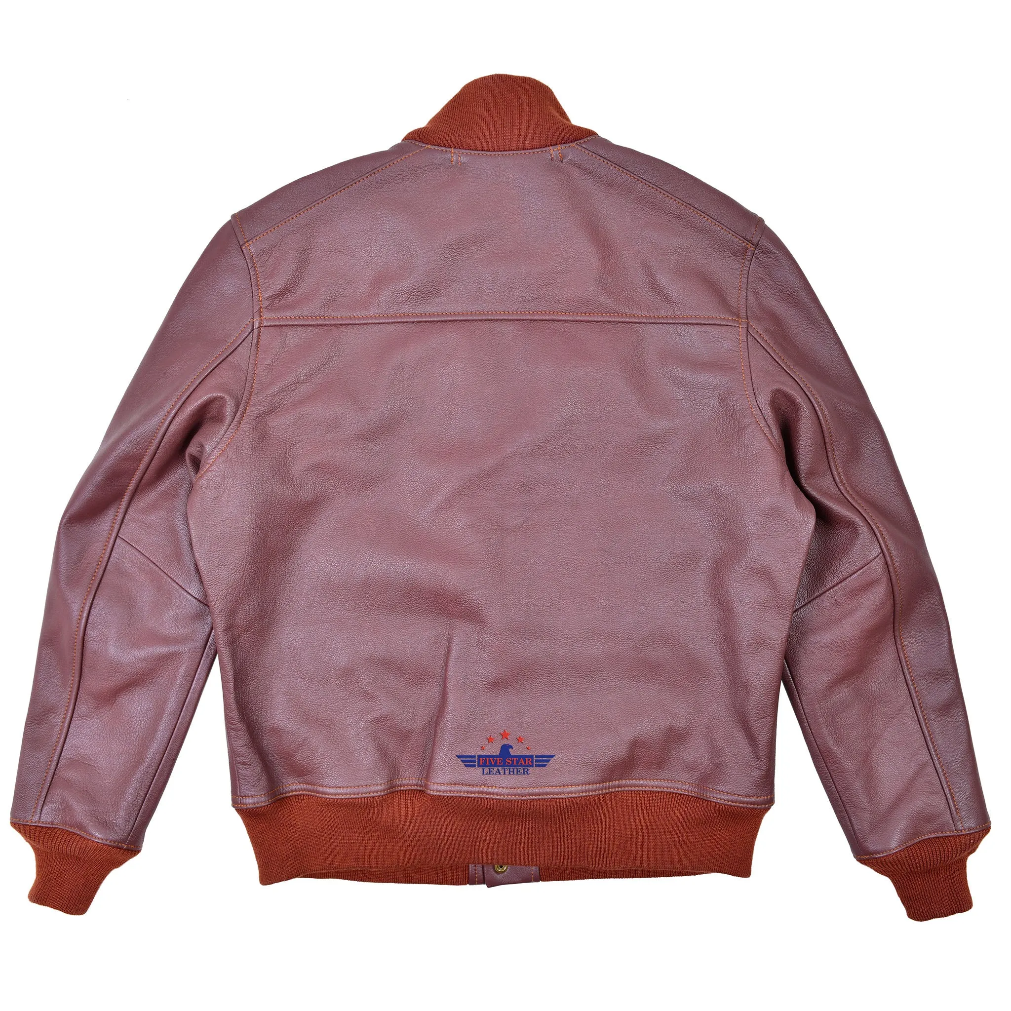 Men Real Goatskin Russet Brown Leather Air Force A-1 Jacket Pilot Flying Aviator