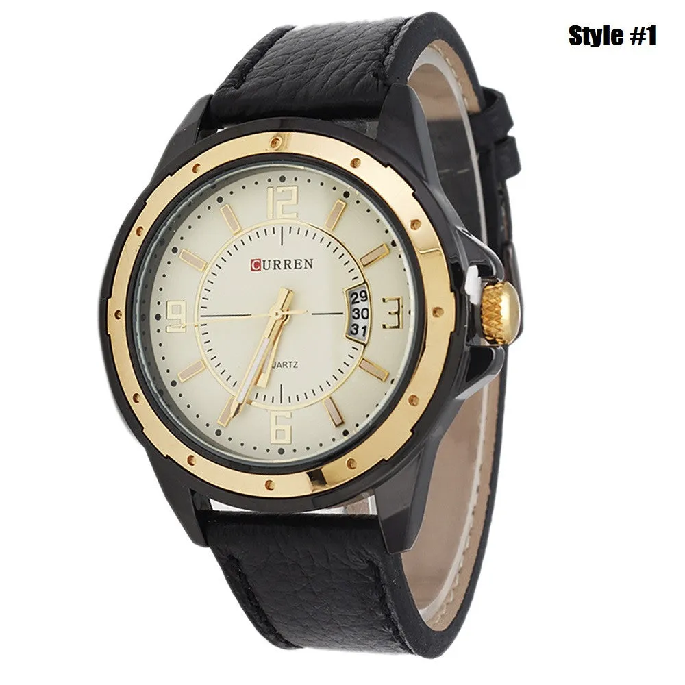Men Watches Top Brand Luxury Wristwatches Men Military Leather Sports Watch Auto Date