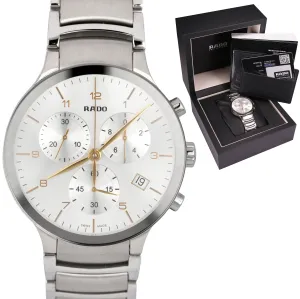 Men's RADO Centrix Steel Rose Gold 44mm Chronograph Swiss Quartz Watch R30122113