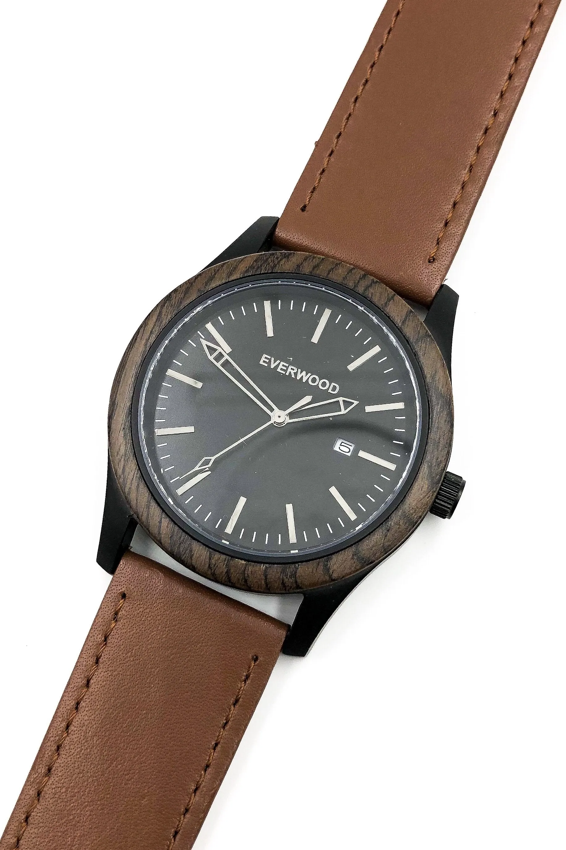 Mens Wood Watches | Walnut | Brown Leather