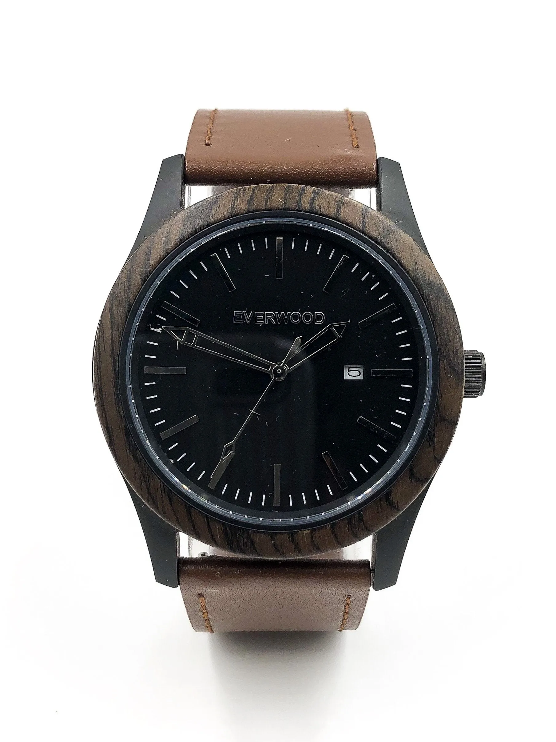 Mens Wood Watches | Walnut | Brown Leather
