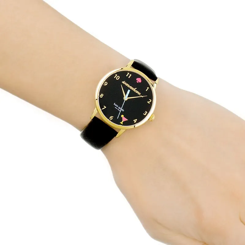 Metro 5 O’clock Somewhere Black Leather Watch 