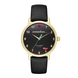 Metro 5 O’clock Somewhere Black Leather Watch 
