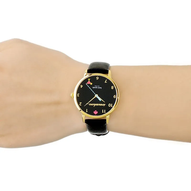 Metro 5 O’clock Somewhere Black Leather Watch 