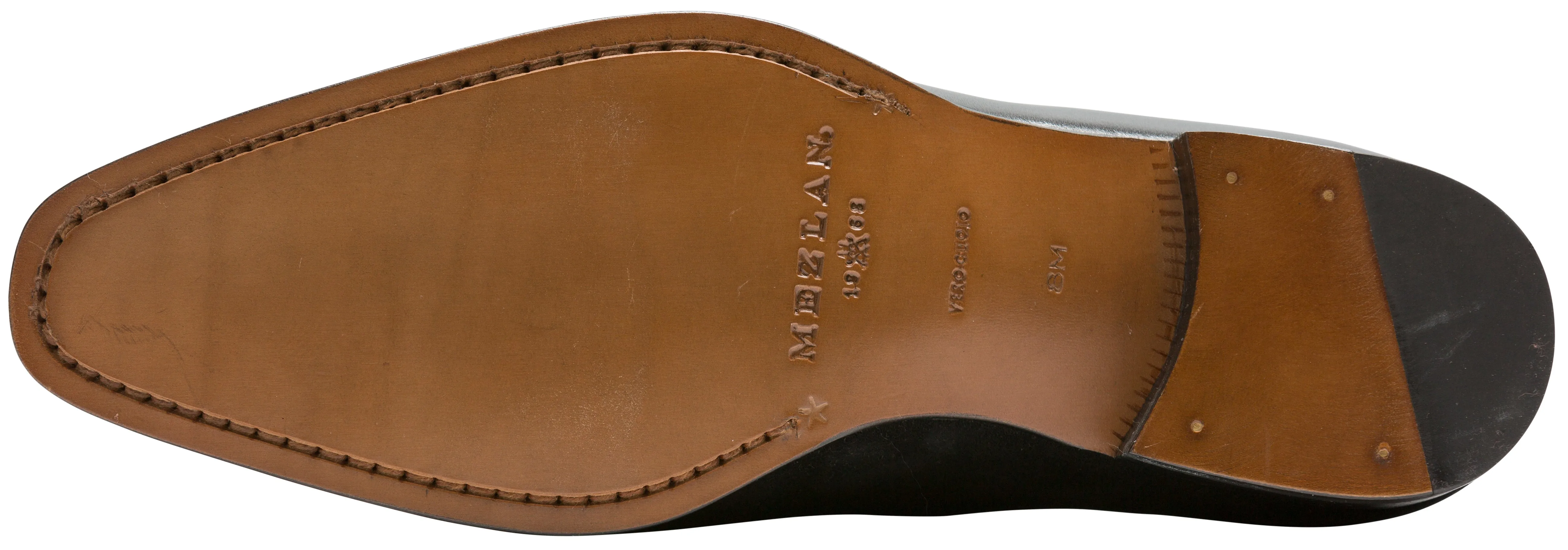 Mezlan Black Leather Medallion Double Strap
