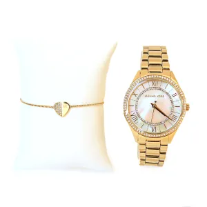 Michael Kors Lauryn Three-Hand Gold-Tone Stainless Steel Watch With Bracelet Giftset