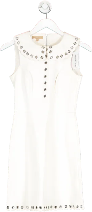 Michael Kors White Leather Skater Mini Dress UK XS/S