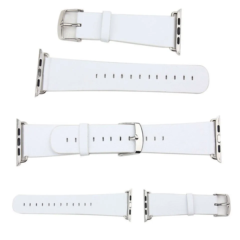 Microfiber Leather Strap for Apple Watch - White, Black, Blue or Pink