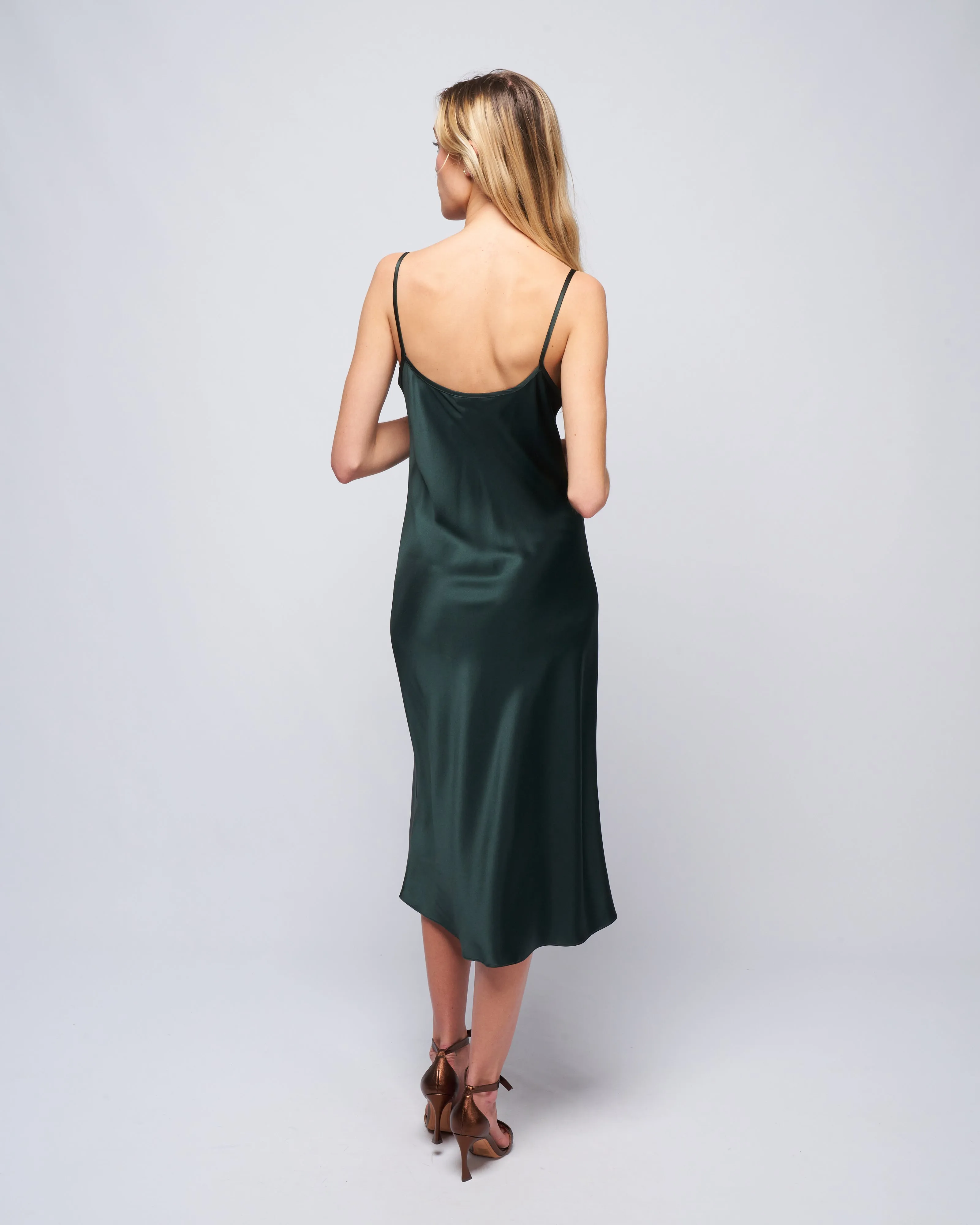 midi slip dress - forest