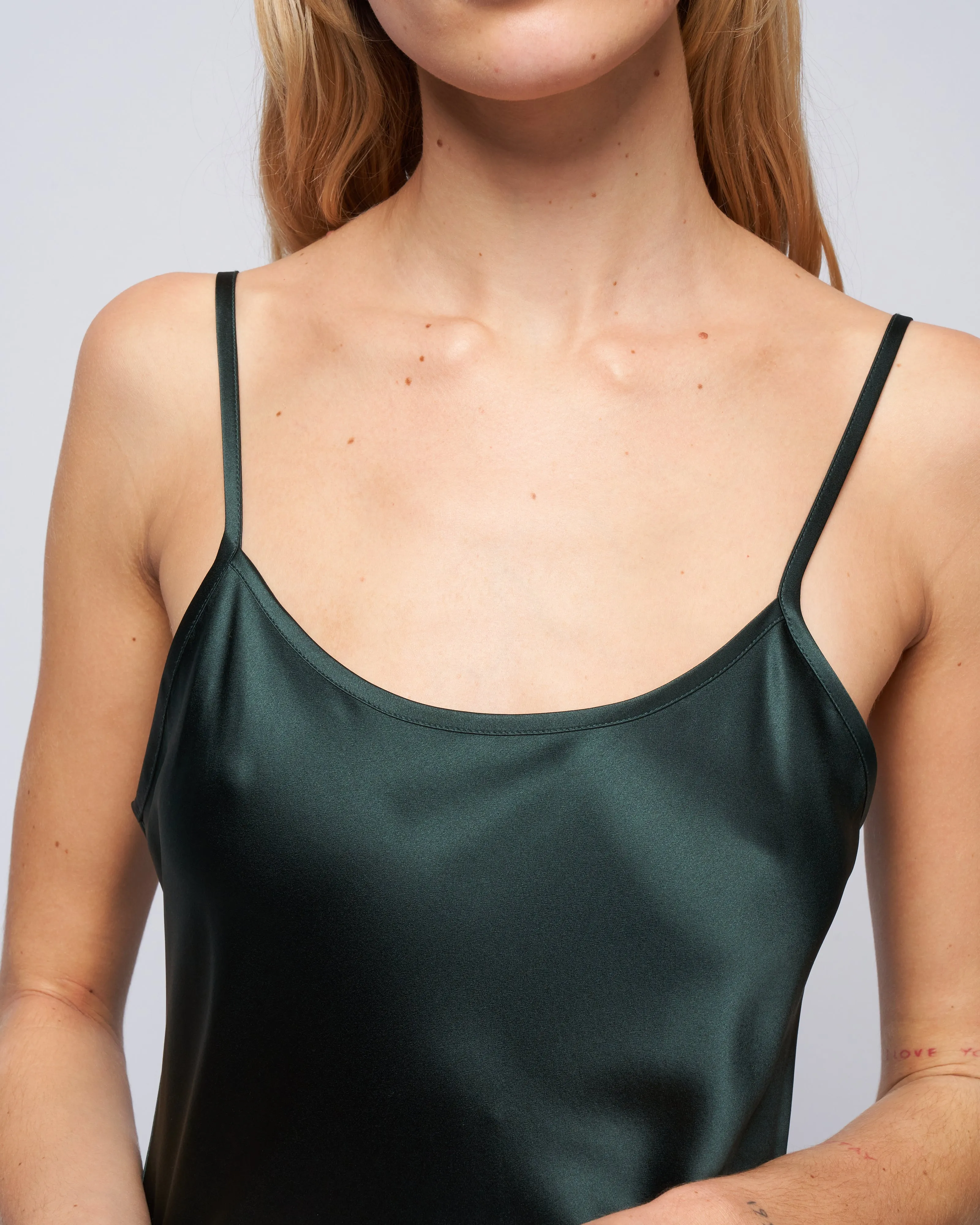 midi slip dress - forest