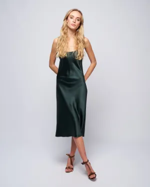 midi slip dress - forest