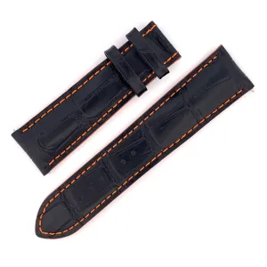 Mido strap multifort watch black leather orange seams m610012924