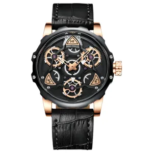 Mini Focus Black Leather Strap Black Dial Quartz Watch for Gents - MF0249G-03