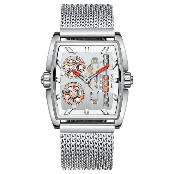 Mini Focus Silver Mesh Bracelet Silver Dial Quartz Watch for Gents - MF0322G-05