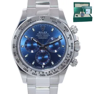 MINT 2017 PAPERS Rolex Daytona Blue Dial 116509 18k White Gold Watch Box