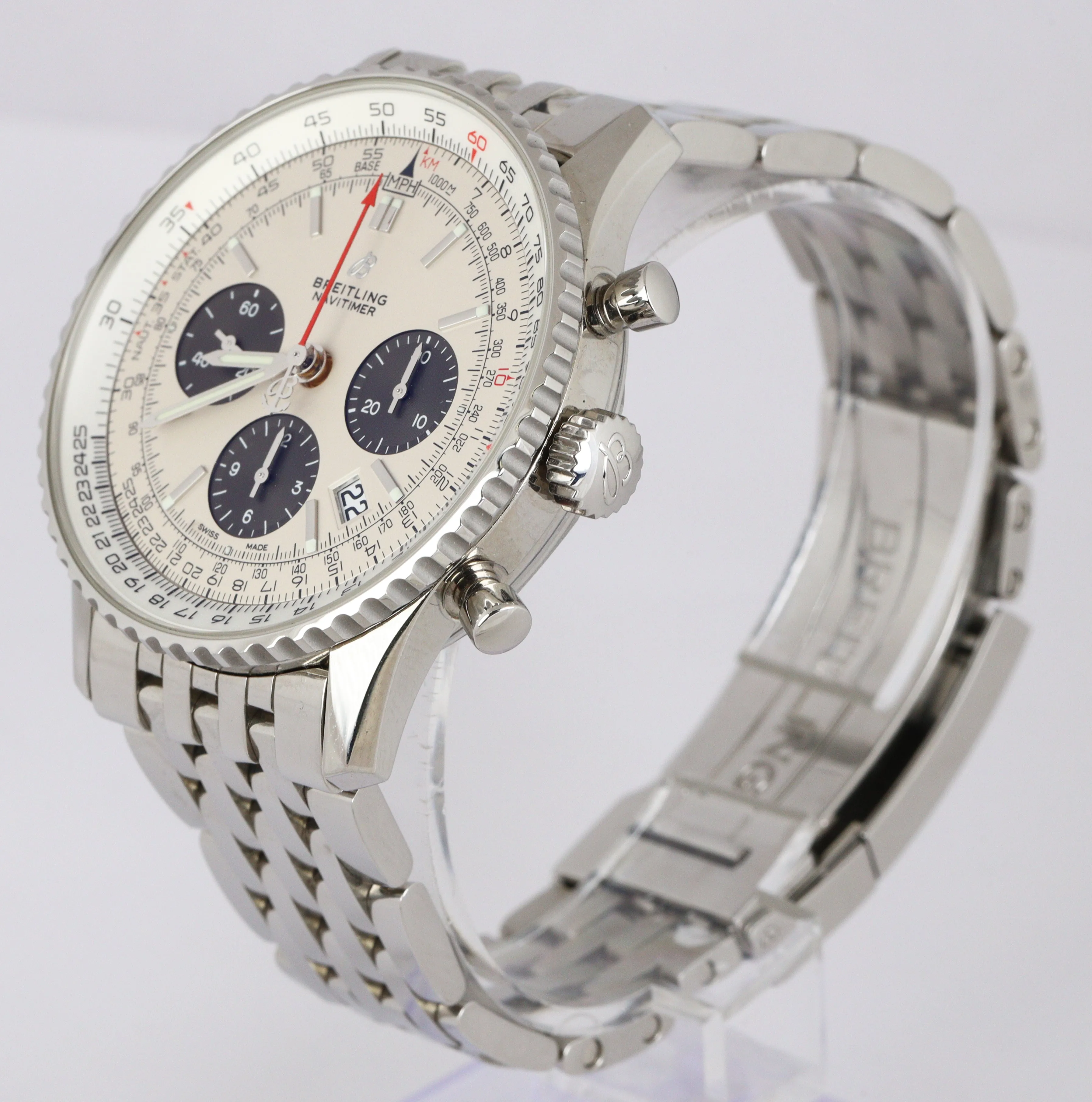 MINT 2020 Men's Breitling Navitimer B01 Panda 43mm Stainless Steel White AB0121