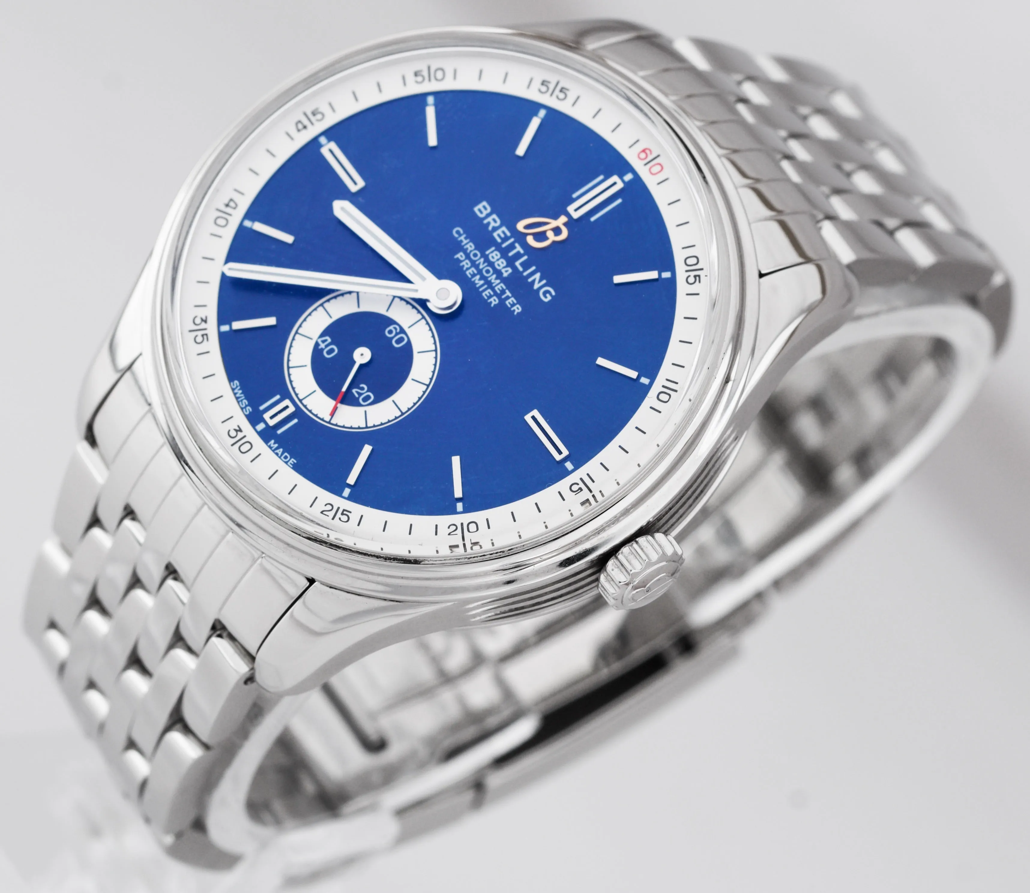 MINT Breitling Premier Automatic 40mm Stainless Steel Blue Watch A37340-351C1A1