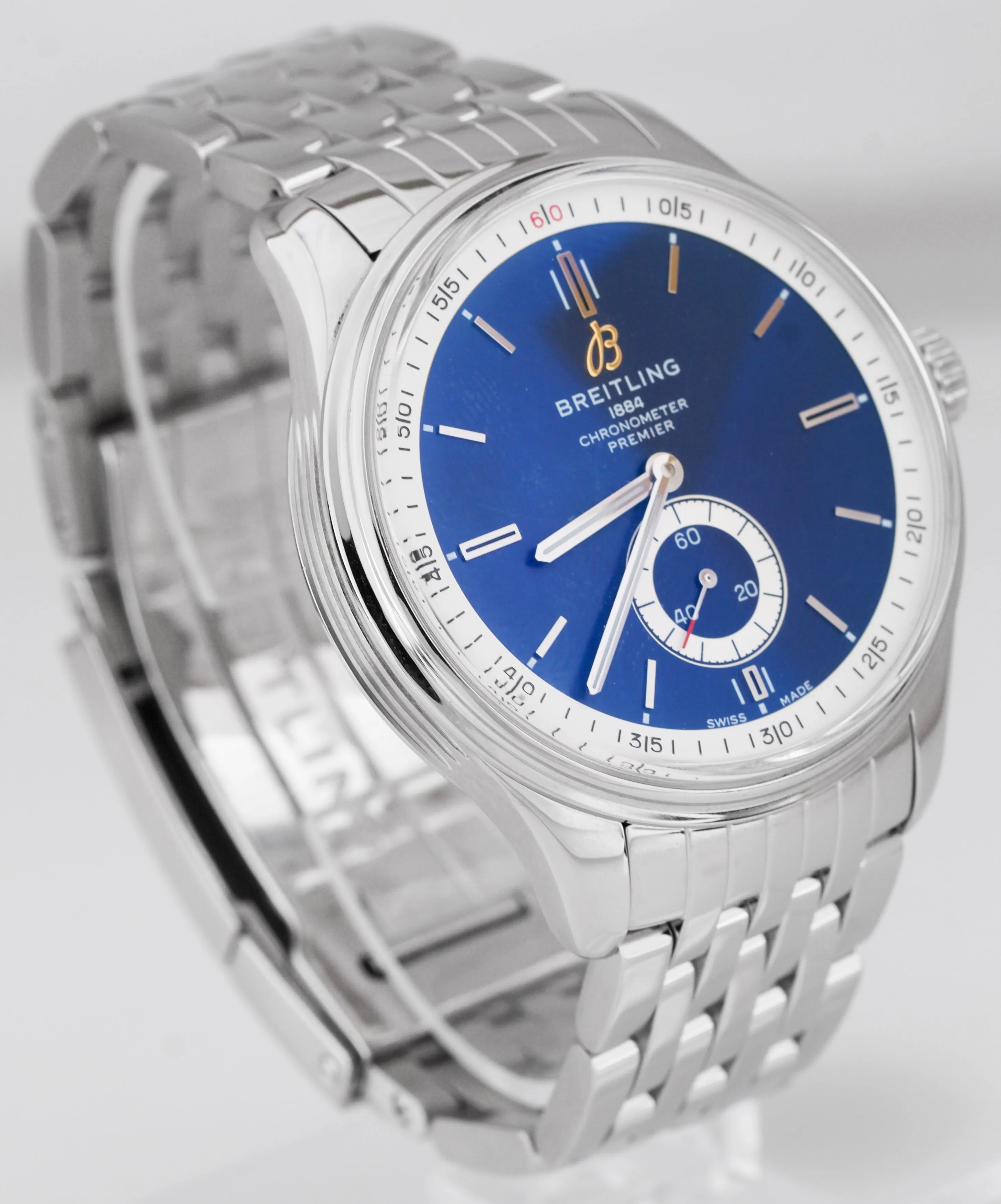 MINT Breitling Premier Automatic 40mm Stainless Steel Blue Watch A37340-351C1A1