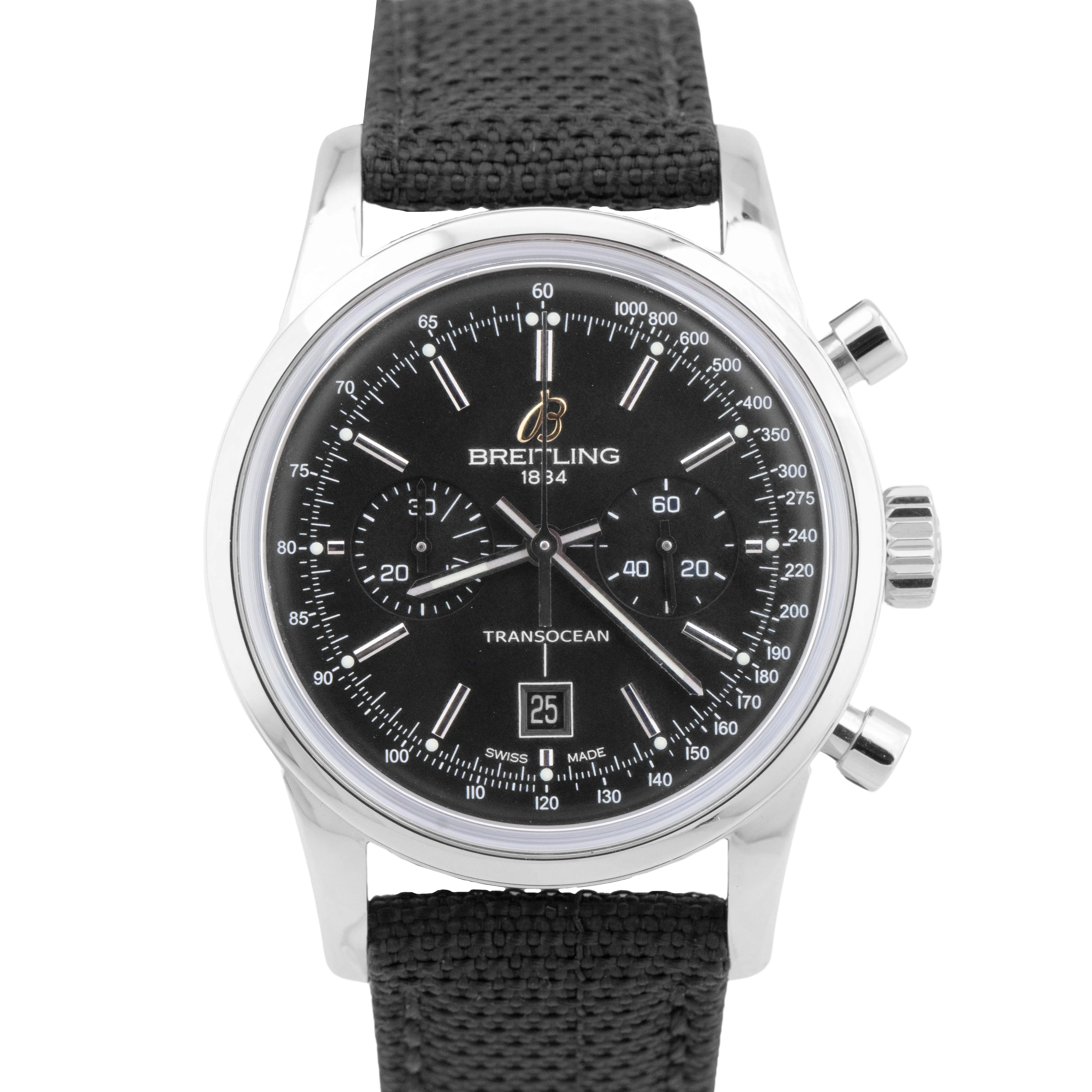 MINT Breitling Tranocean Chronograph Black A41310 Stainless 38mm Automatic Watch
