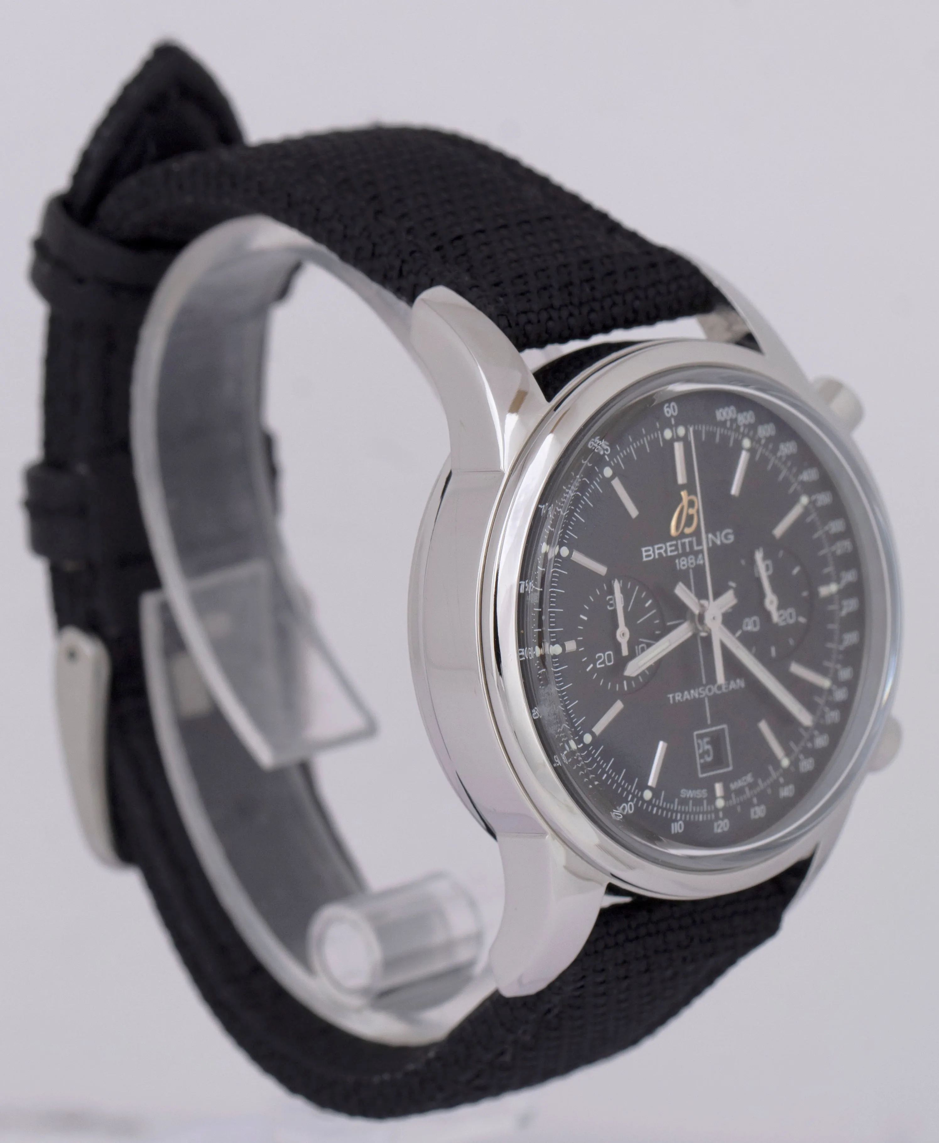 MINT Breitling Tranocean Chronograph Black A41310 Stainless 38mm Automatic Watch