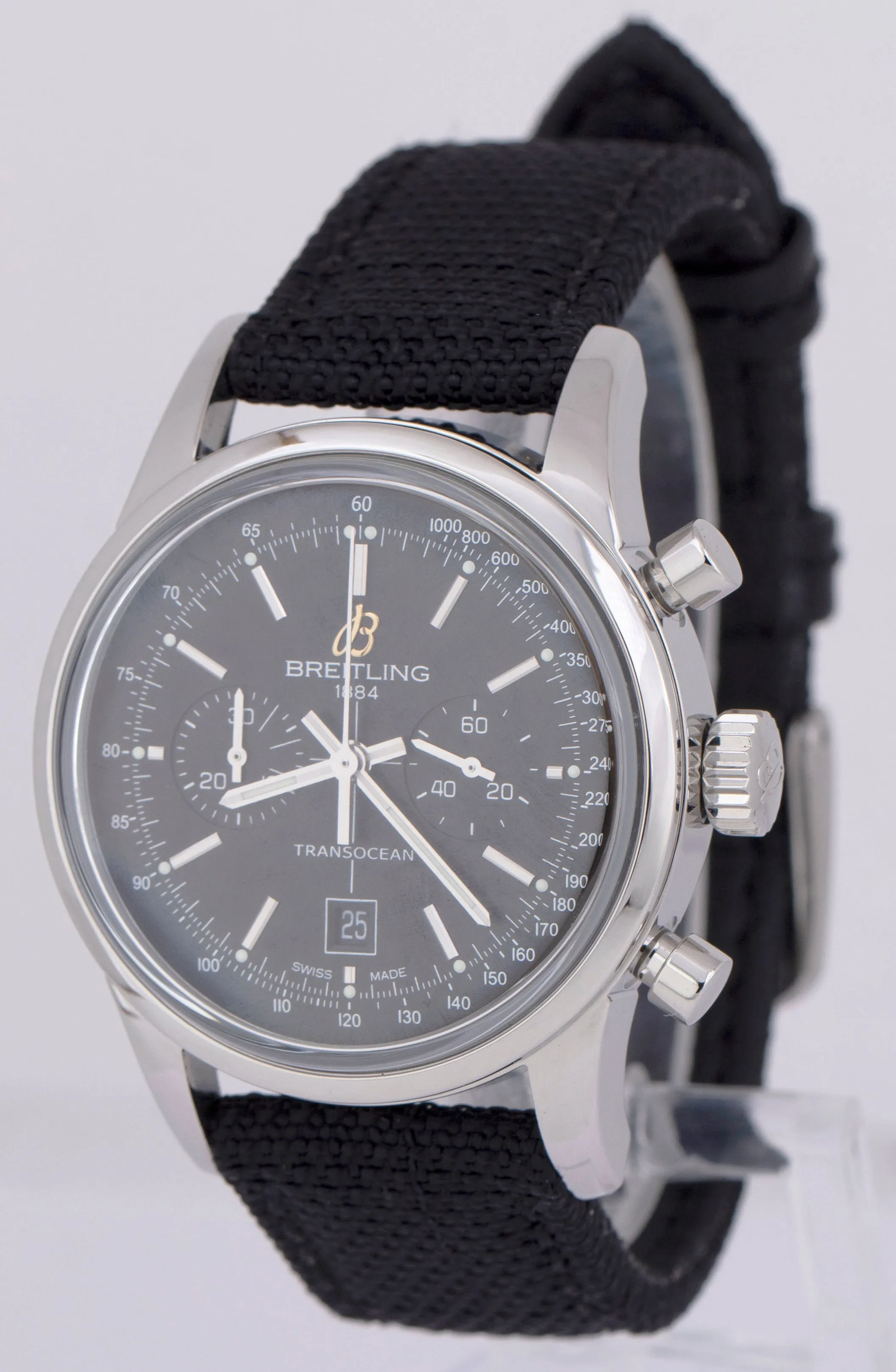 MINT Breitling Tranocean Chronograph Black A41310 Stainless 38mm Automatic Watch