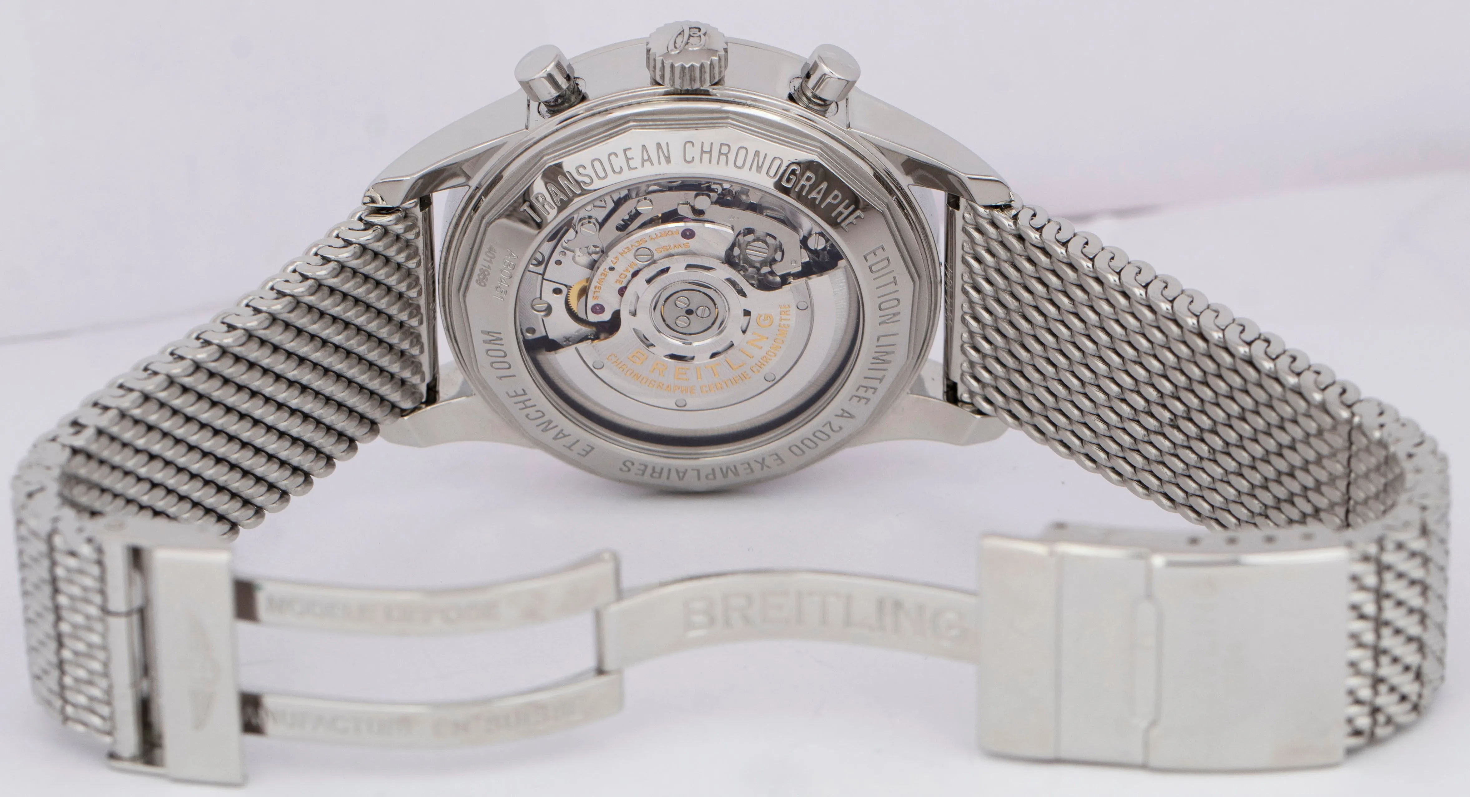 MINT Breitling Transocean Chronograph GMT 43mm AB0451 Steel Date Automatic Watch
