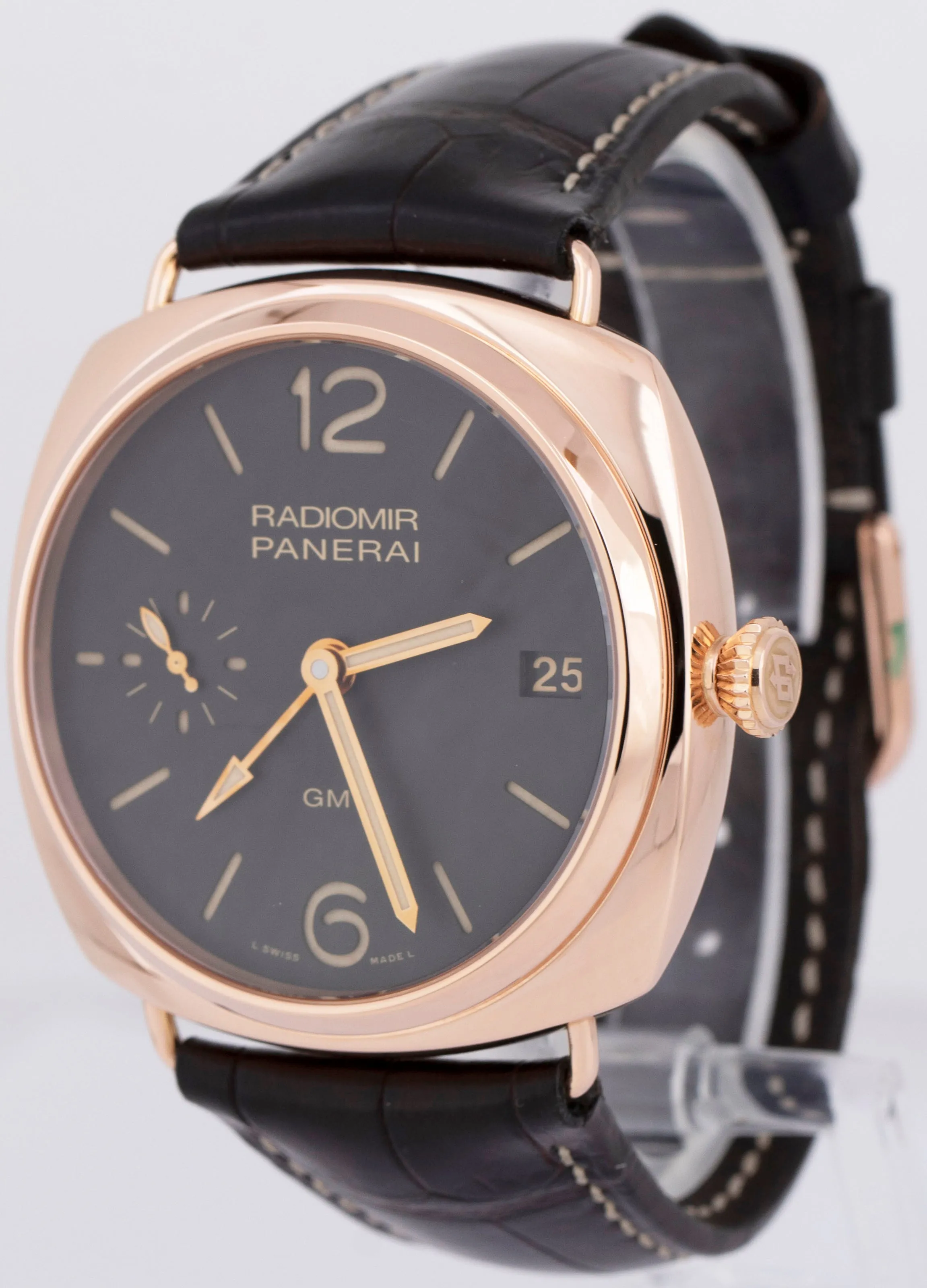 MINT Panerai Radiomir 3 Days PAM 421 GMT 18K Rose Gold 47mm Date Watch PAM00421