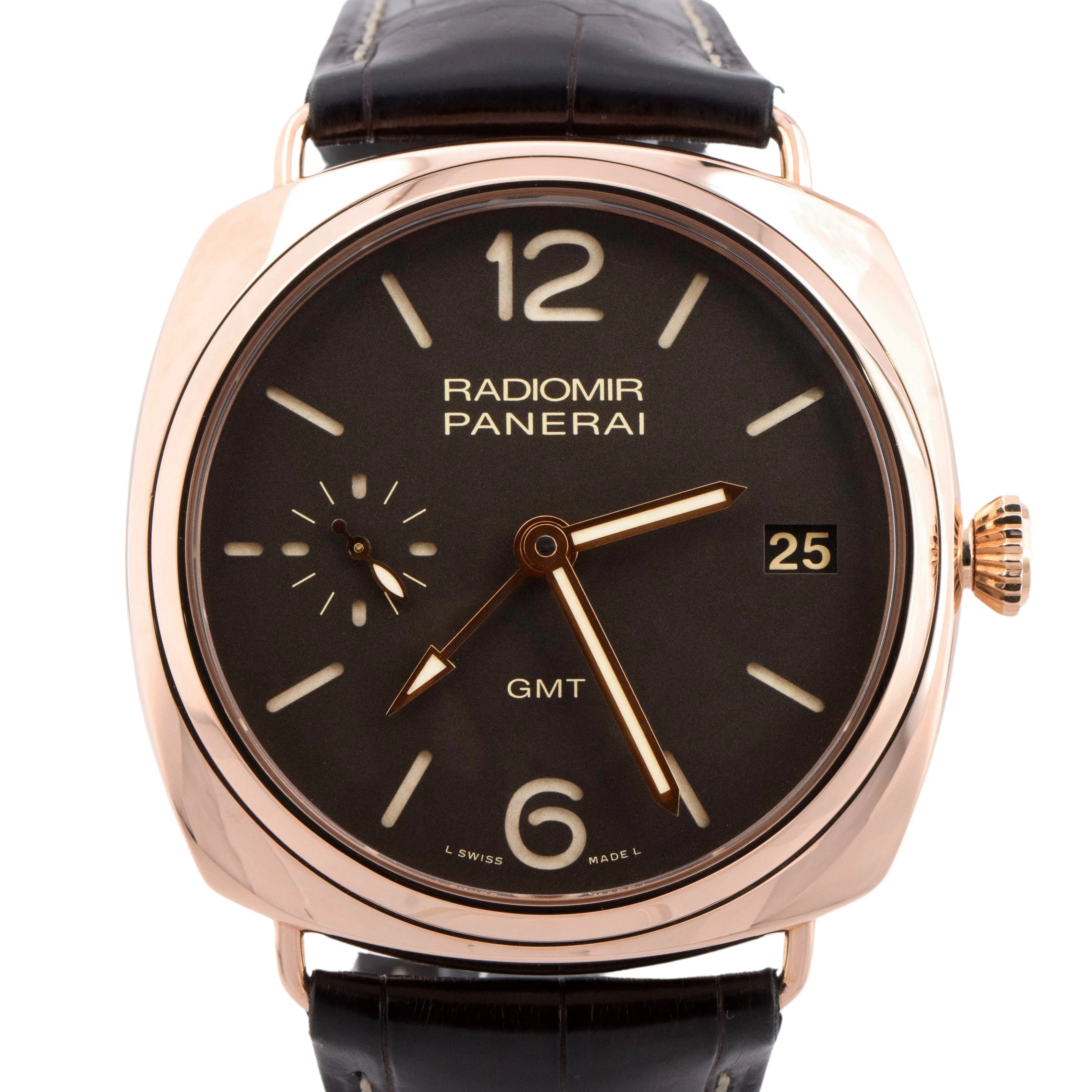 MINT Panerai Radiomir 3 Days PAM 421 GMT 18K Rose Gold 47mm Date Watch PAM00421