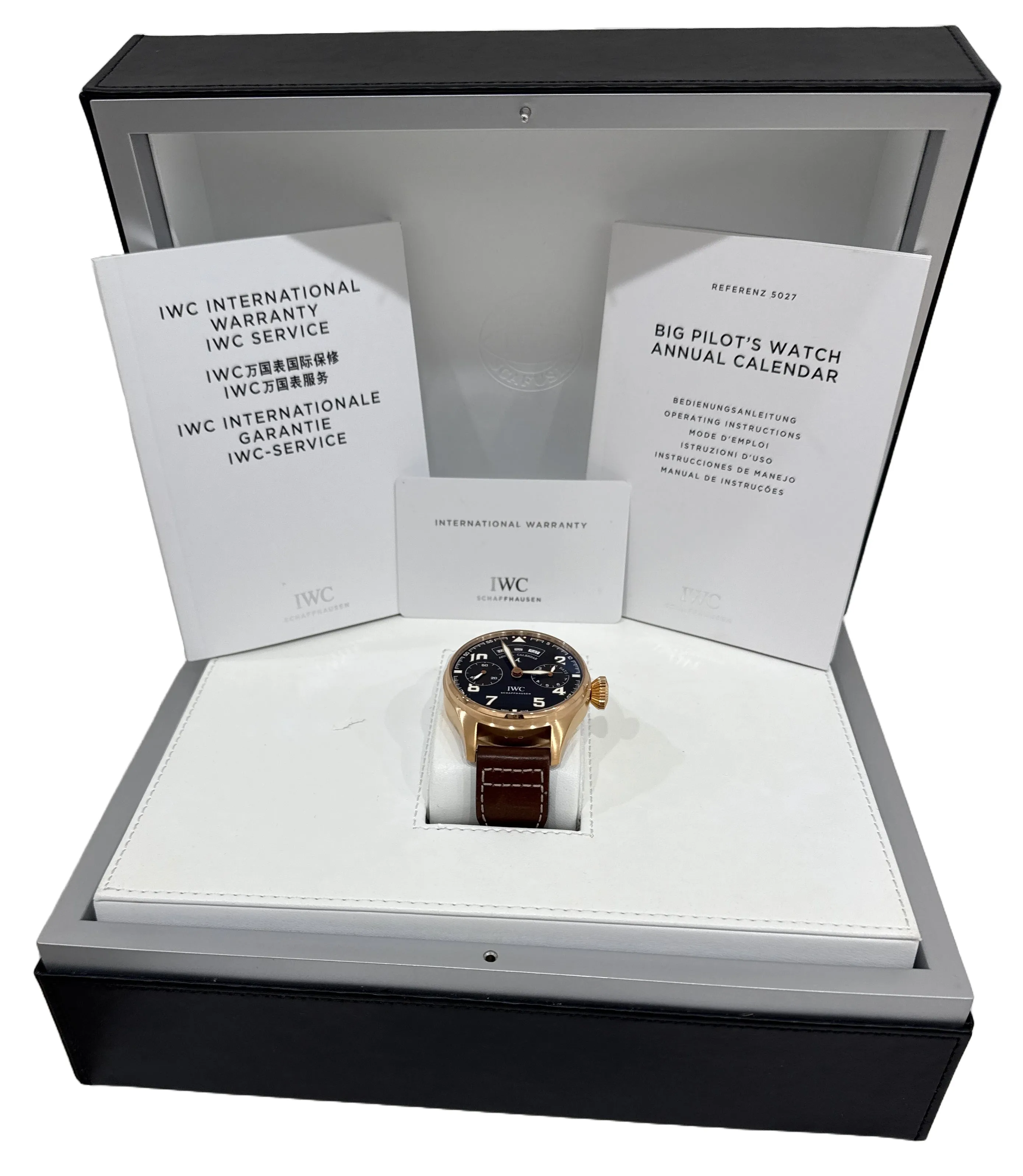 MINT PAPERS IWC Big Pilot Annual Calendar BROWN 18K Rose Gold 46mm IW502706 BOX