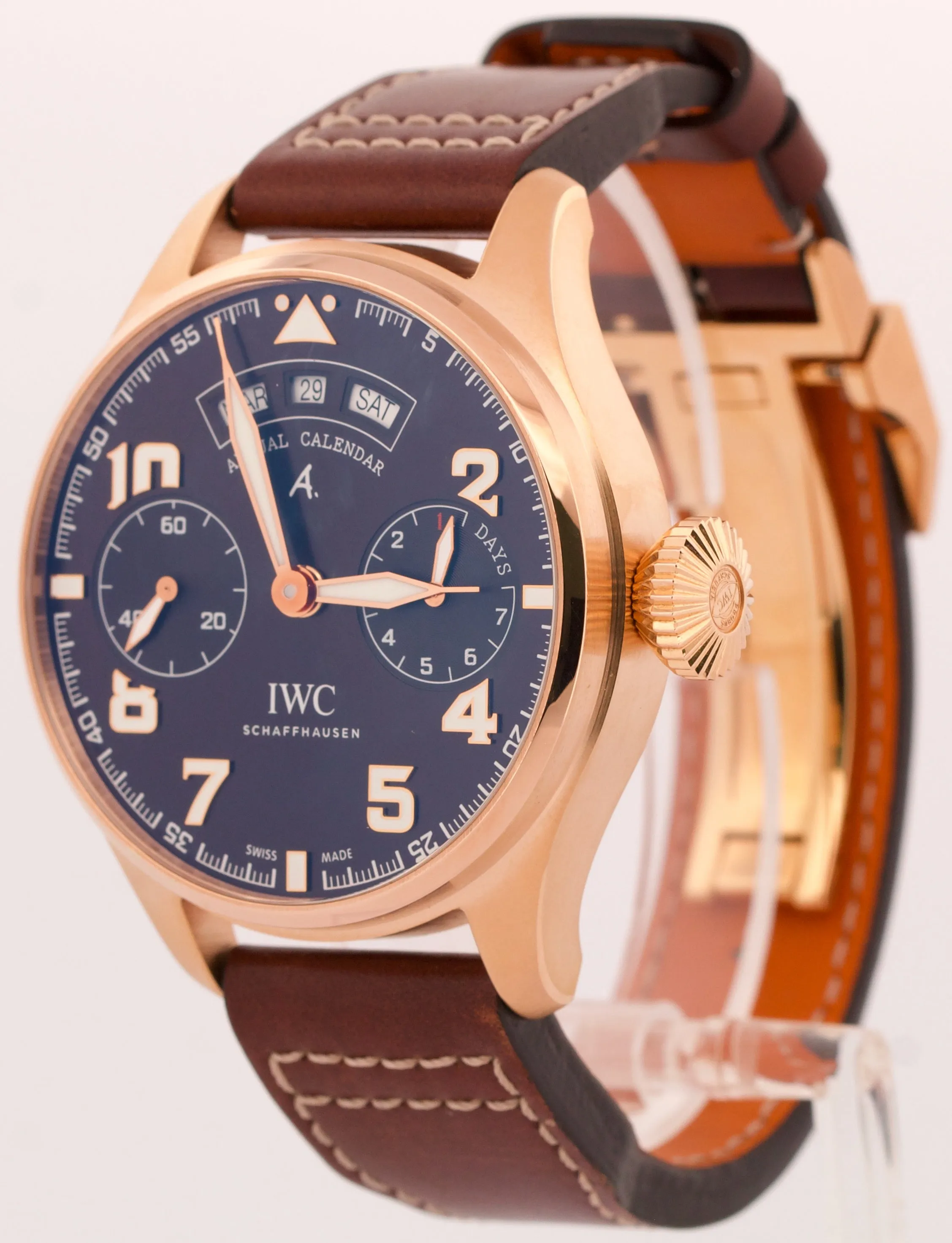 MINT PAPERS IWC Big Pilot Annual Calendar BROWN 18K Rose Gold 46mm IW502706 BOX