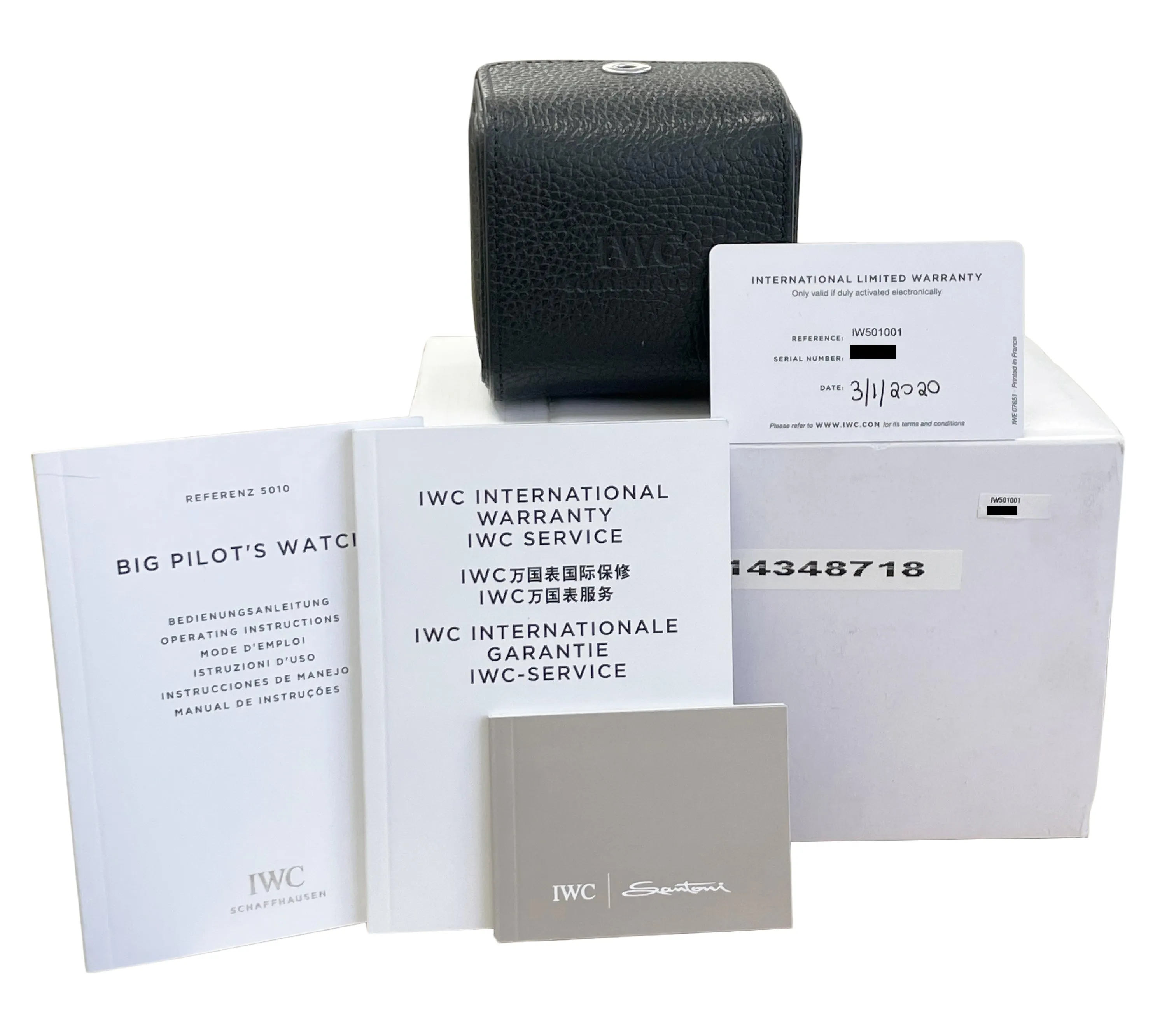 MINT PAPERS IWC Big Pilot Black 7 Day Automatic 46mm Steel IW501001 Watch BOX