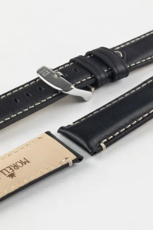 Morellato GIORGIONE Smooth Calfskin Leather Watch Strap in BLACK