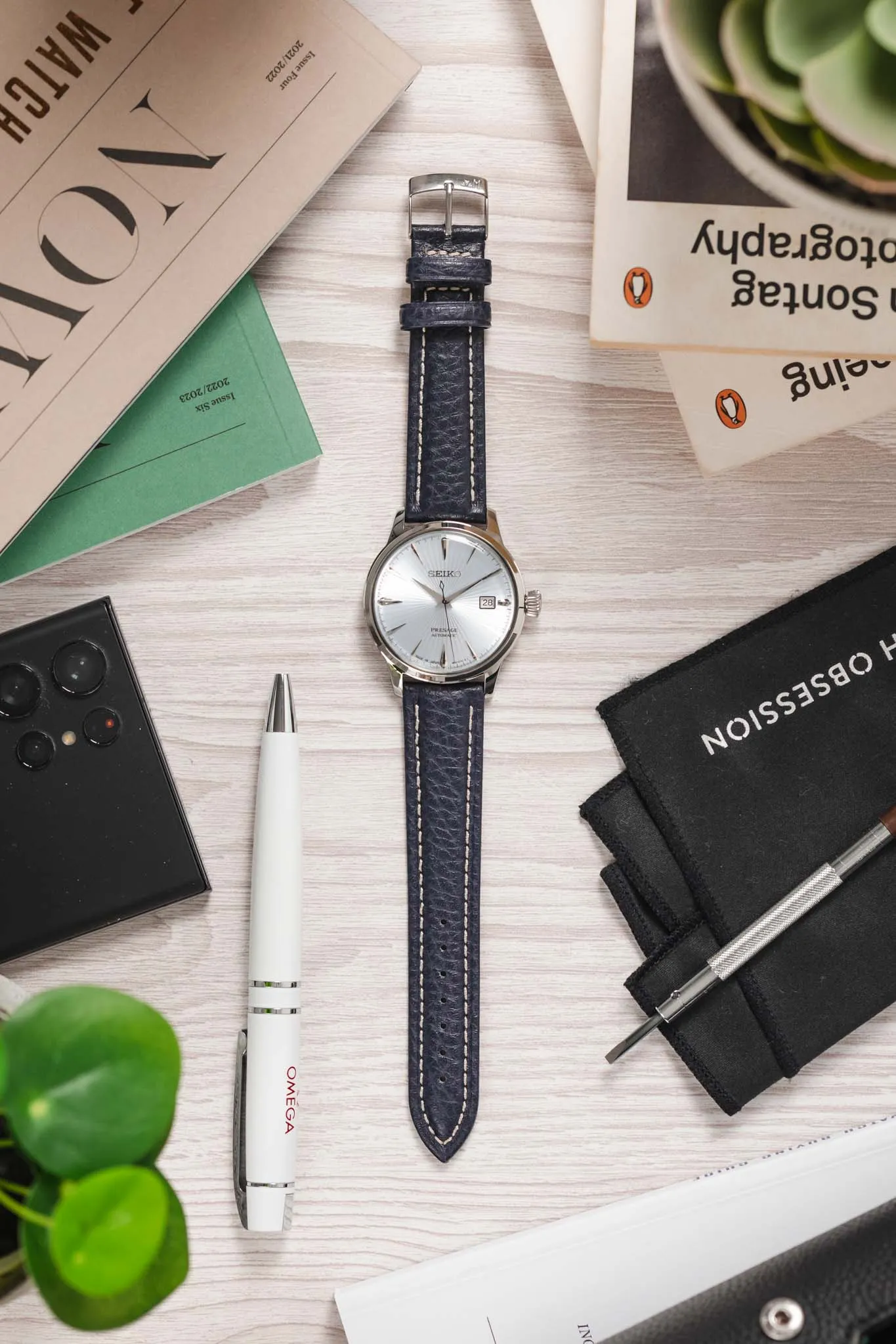 Morellato KUGA Padded Calfskin Leather Watch Strap in BLUE