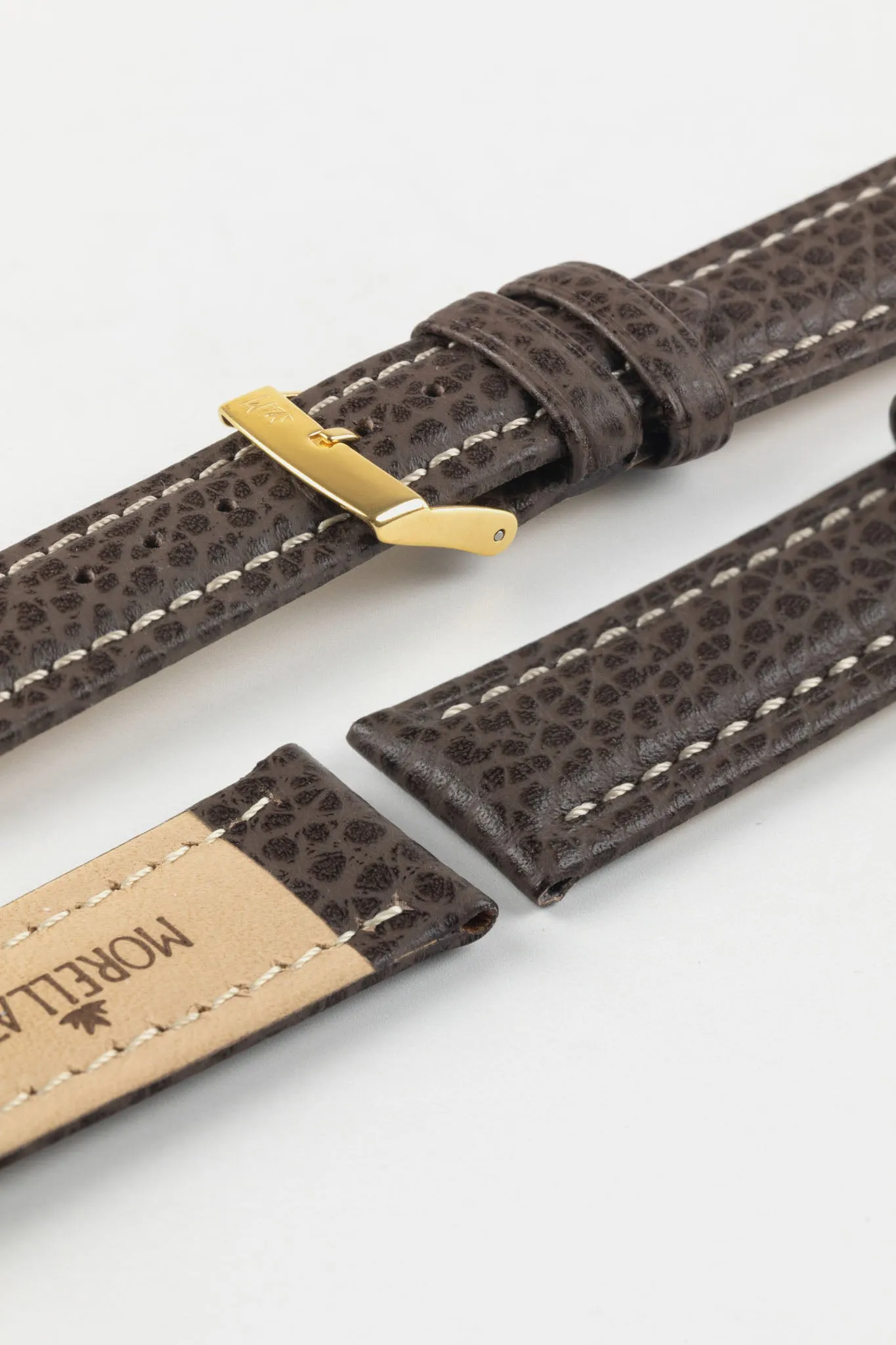 Morellato KUGA Padded Calfskin Leather Watch Strap in DARK BROWN